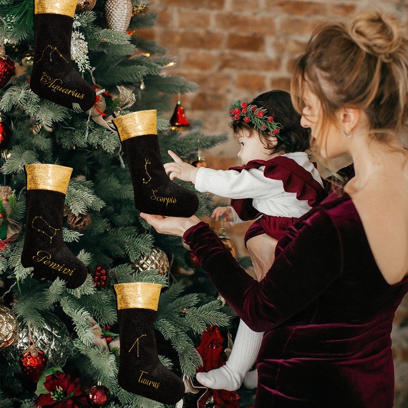 Christmas Decoration Black Zodiac Christmas Socks Christmas Ornament Display Piece